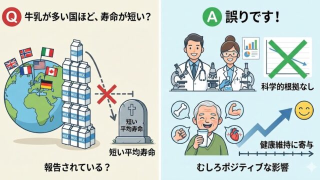 牛乳の摂取量が多い国ほど、平均寿命が短いことが報告されている？