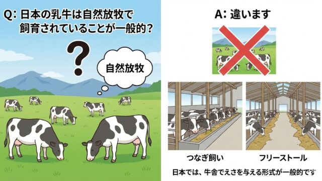 日本の乳牛は自然放牧で飼育されていることが一般的？