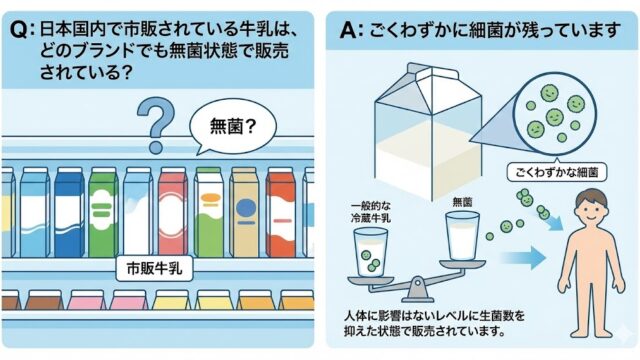 日本国内で市販されている牛乳は、どのブランドでも無菌状態で販売されている？